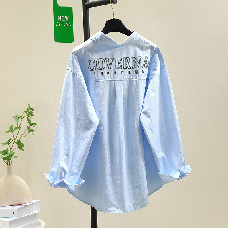 Cotton Spring and Summer Thin High-Quality Shirts for Women, Fashionable Embroidered Loose and Versatile Mid-Length New Shirts for Women to Wear Outside