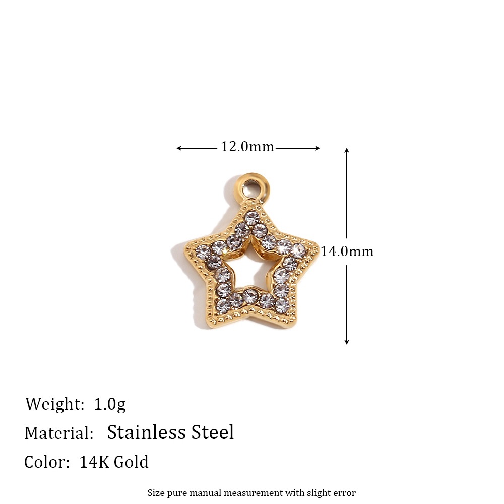 Hollow Pentagon Diamond Pendant-Golden-White Diamond