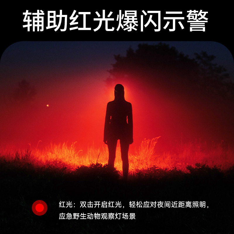 Fábrica de fuego directo al aire libre portátil faro rojo y blanco doble fuente de luz casco cargador faro mayorista