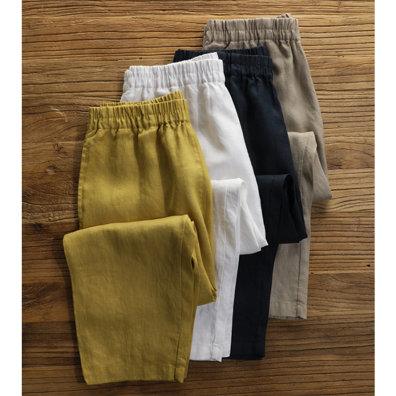 Pick up Leaks~ Japanese Style Original Linen Harem Pants for Women with Elastic Waist, Slimming Look, Loose and Thin Casual Cotton and Linen Cropped Pants