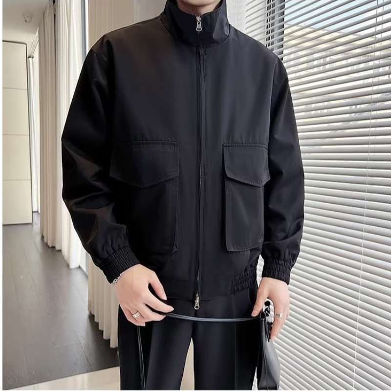 Stand up collar, cool jacket, men's spring and autumn style, assault jacket, light mature style, high-end work clothes_voghion.com