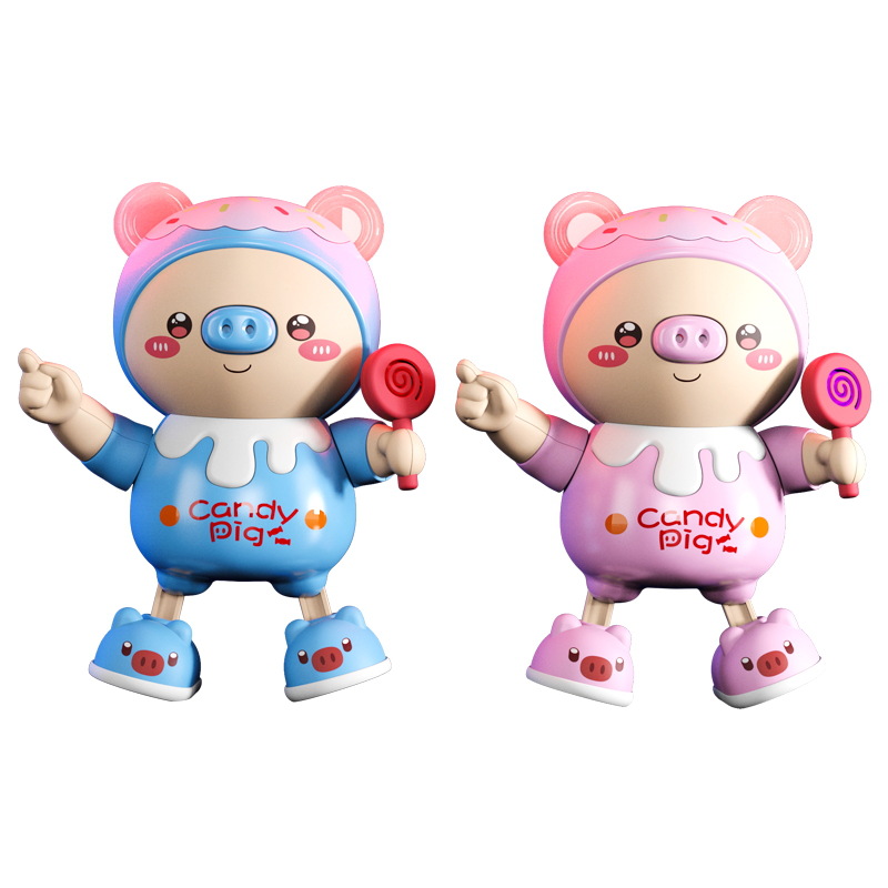 Transfronterizo nuevo eléctrico lindo baile cerdo fresco dinámico sonido y luz swing juguete noche mercado puesto al por mayor