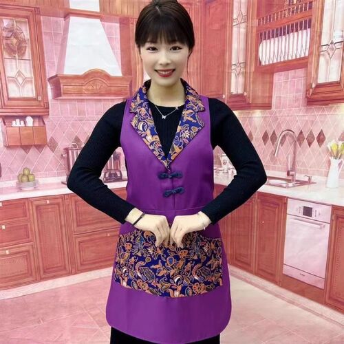 Retro double-sided vest, ethnic style, home kitchen, restaurant, high-value worksuit, waterproof and oil-proof hotel apron