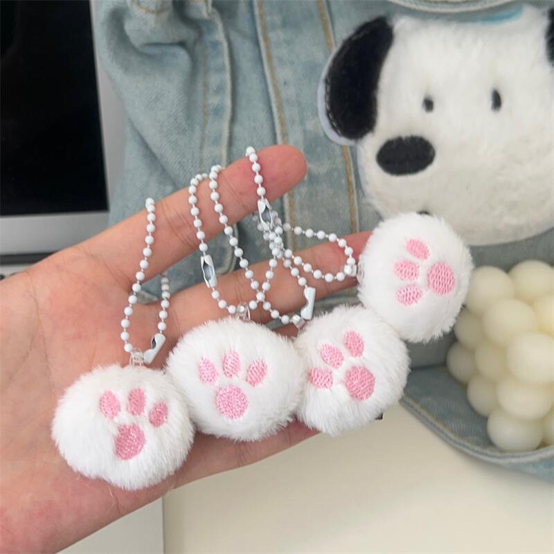 Cute Furry Cat Paw Ball Key Chain Pink Cute Girl Heart Bag Pendant Couple Best Friend Gift Hanging Jewelry Cute Furry Cat Paw Ball Key Chain Pink Cute Girl Heart Bag Pendant Couple Best Friend Gift Hanging Jewelry