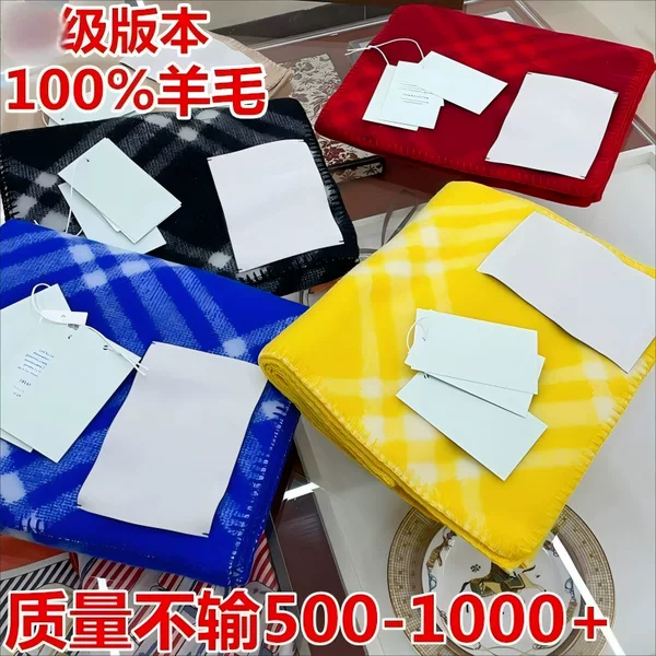 Bbr Scarf Shawl High-End Double-Sided Plaid Wool Scarf Neck Scarf Soft and Comfortable Fashionable Long Scarf for Men and Women