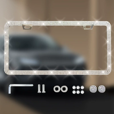 License plate holder/license plate holder: Three Styles of Plastic Acrylic - square-hole-sharp-corners-narrow-edge-single-piece-silver