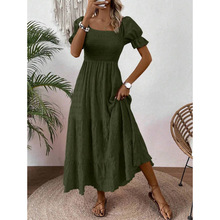 L 10547 Off-shoulder ruched solid dress һ����������������ȹ