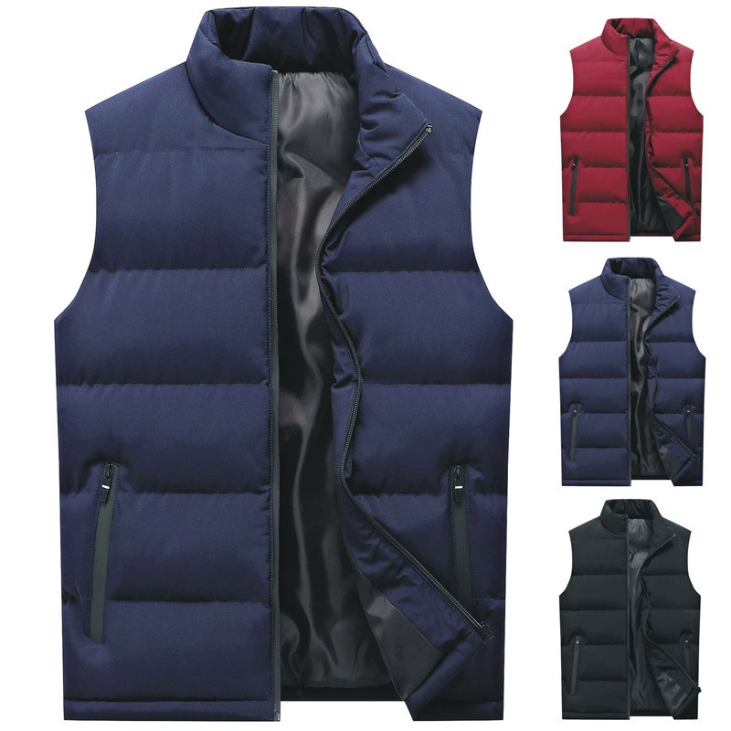 Осенний и зимний новый мужской повседневный жилет сплошной воротник жилет теплый жакет