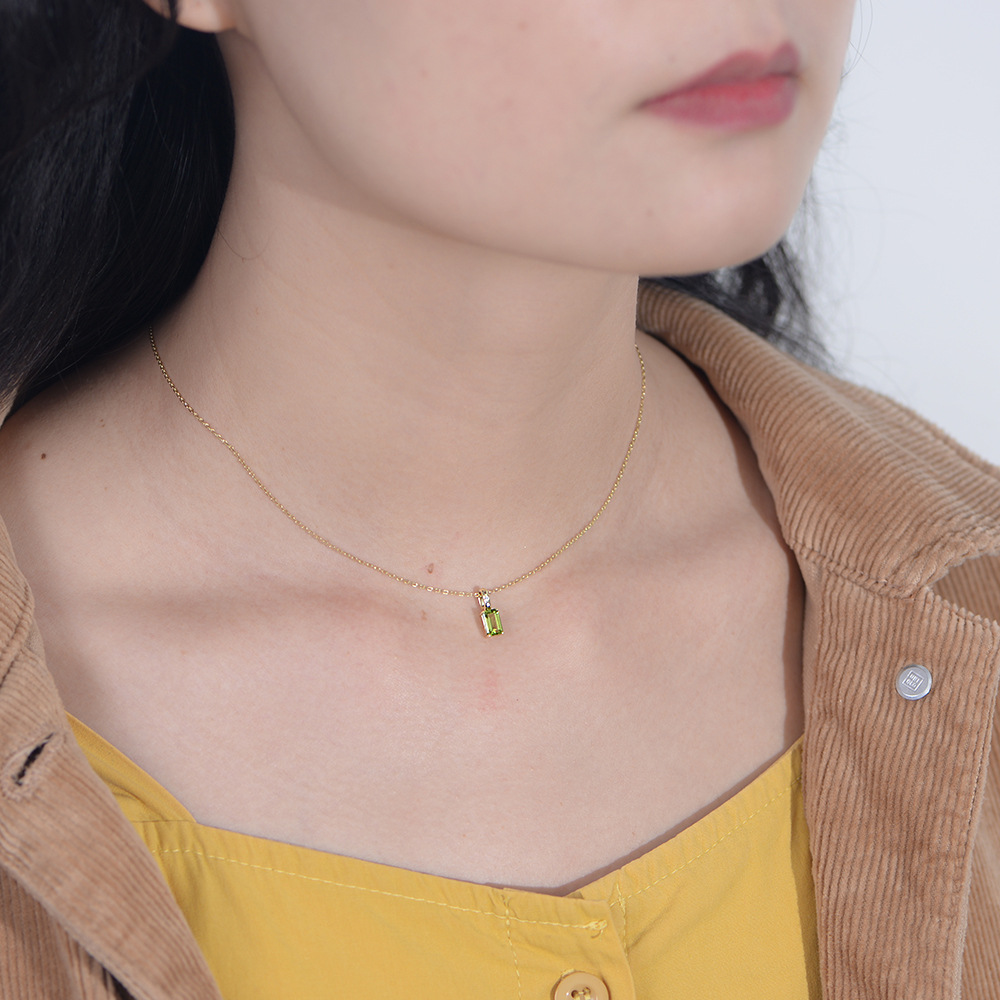 925 Sterling Silver Pendant Material Crystal Inlay Material 925 Sterling Silver Crystal Inlay Rectangle Pendant Necklace