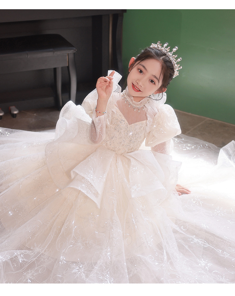 Mädchen Prinzessin Langarmkleid Für Hochzeit Und Feiern_voghion.com