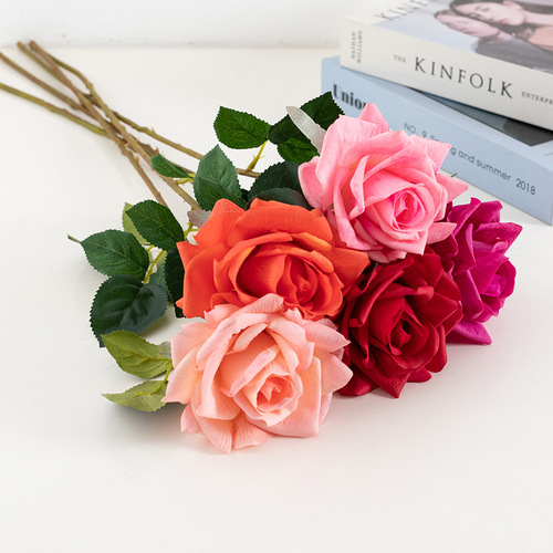 Single Hydrating Rose for Valentine's Day Gift, Cross-border Simulation Plant, Simulation Rose, Hand Feel, Wholesale