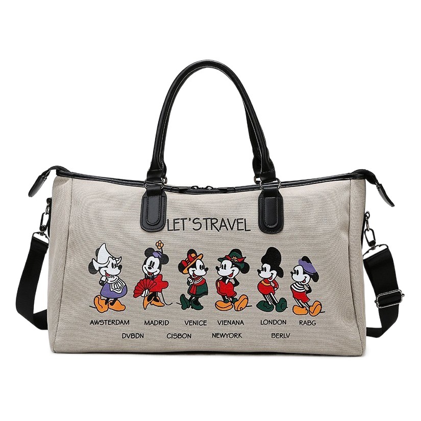 Bolsa de viaje de lona de las mujeres ligero gato de gran capacidad Portátil Bolsa de equipaje portátil de dibujos animados lindo viaje de lona