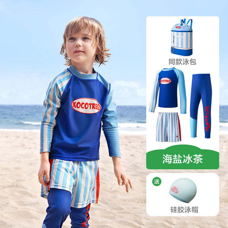 KK Tree Traje de baño para niños Traje de baño dividido para niños Clase A Traje de baño para niñas Protector solar Pantalones de manga larga para bebés