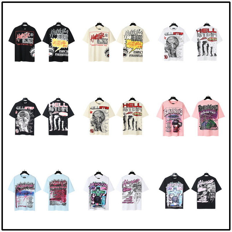 Cross-Border Hellstar Hell Star Sports American Retro Style Front and Back Printed Unisex Pure Cotton T-Shirt