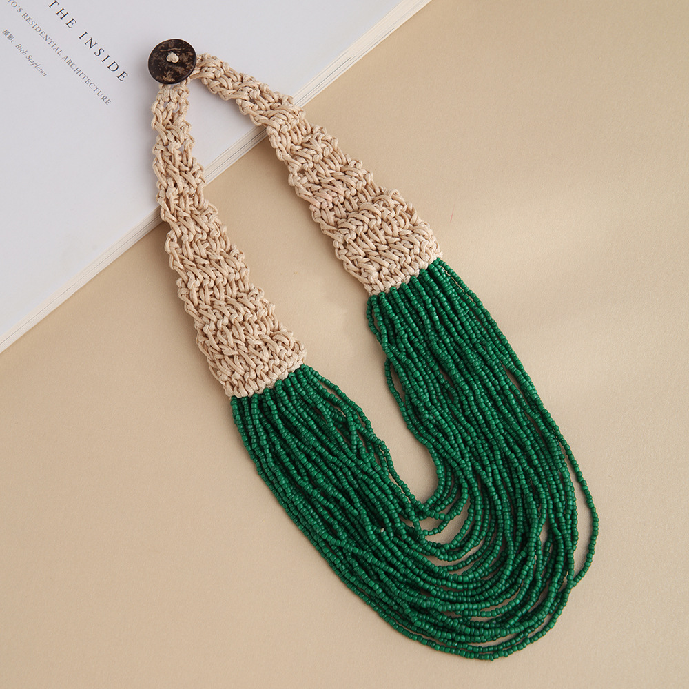 Ethnic Style U Shape Glass Knitting Women's Necklace display picture 5