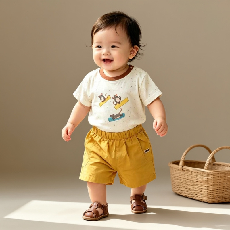 Summer Yoga Rat's Happy Weekend Set for Boys and Girls, Cute Baby Korean Style Two-Piece Cartoon Outing Set Summer Yoga Rat's Happy Weekend Set for Boys and Girls, Cute Baby Korean Style Two-Piece Cartoon Outing Set