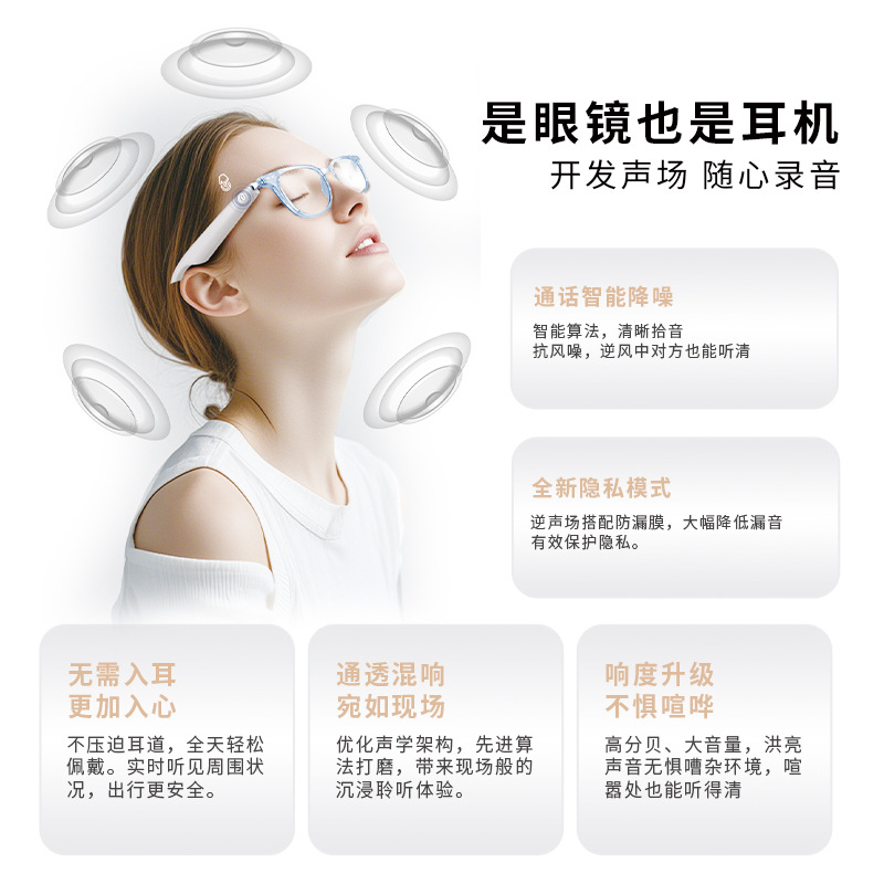 Explosiones transfronterizas gafas Bluetooth inteligentes GS07AI traducción lente de color gradiente para escuchar música, llamar, montar, conducir, fábrica