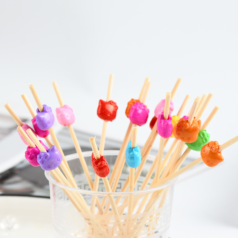 Animal encantador tenedor desechable al por mayor frutas pastillas de frutas pastillas de dientes artísticas string calabaza bambú bambú