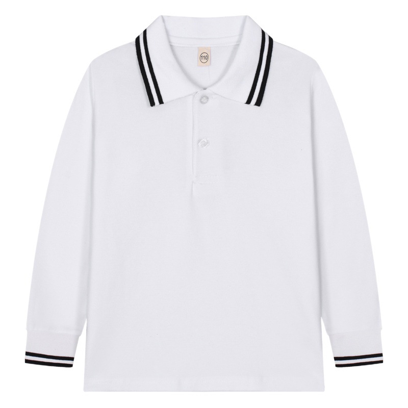 Boys' polo shirt long-sleeved T-shirt children's cotton school uniform girls' lapel garden clothes White bottoming shirt one-piece delivery