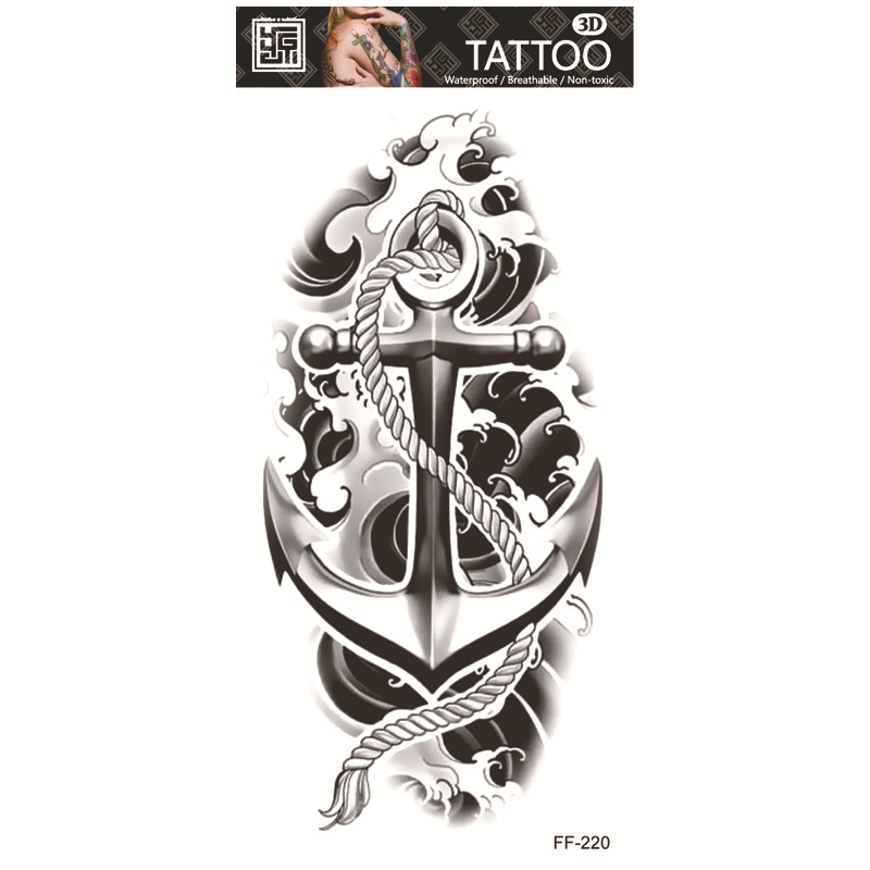 Yuanhua fábrica de pegatinas de tatuaje a prueba de agua en stock al por mayor cabeza de Lobo tótem texto árabe tatuaje pegatinas suministro transfronterizo