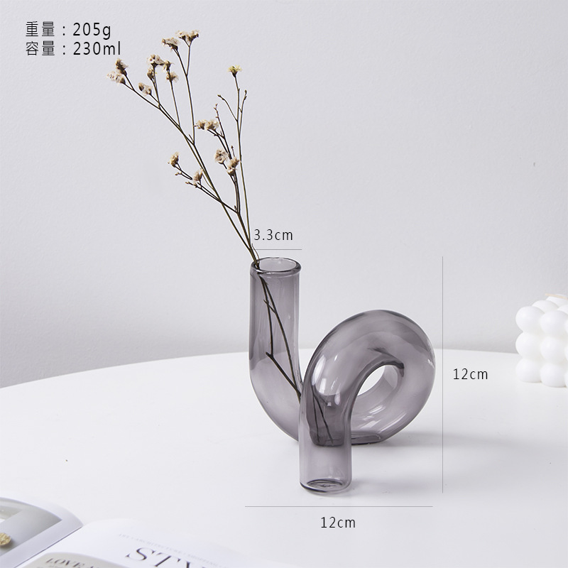 Flores de vidrio de forma diferente de color ornamentos de estilo nórdico irregular arreglos florales creativos para el hogar ornamentos de flor de sala de estar