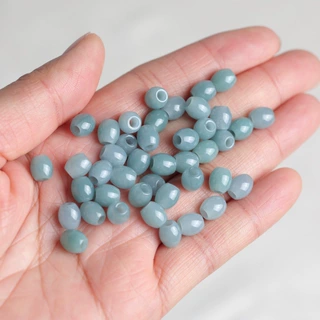 厂家批发翡翠蓝水大孔米珠散件饰品 DIY手链流苏小吊坠耳坠半成品