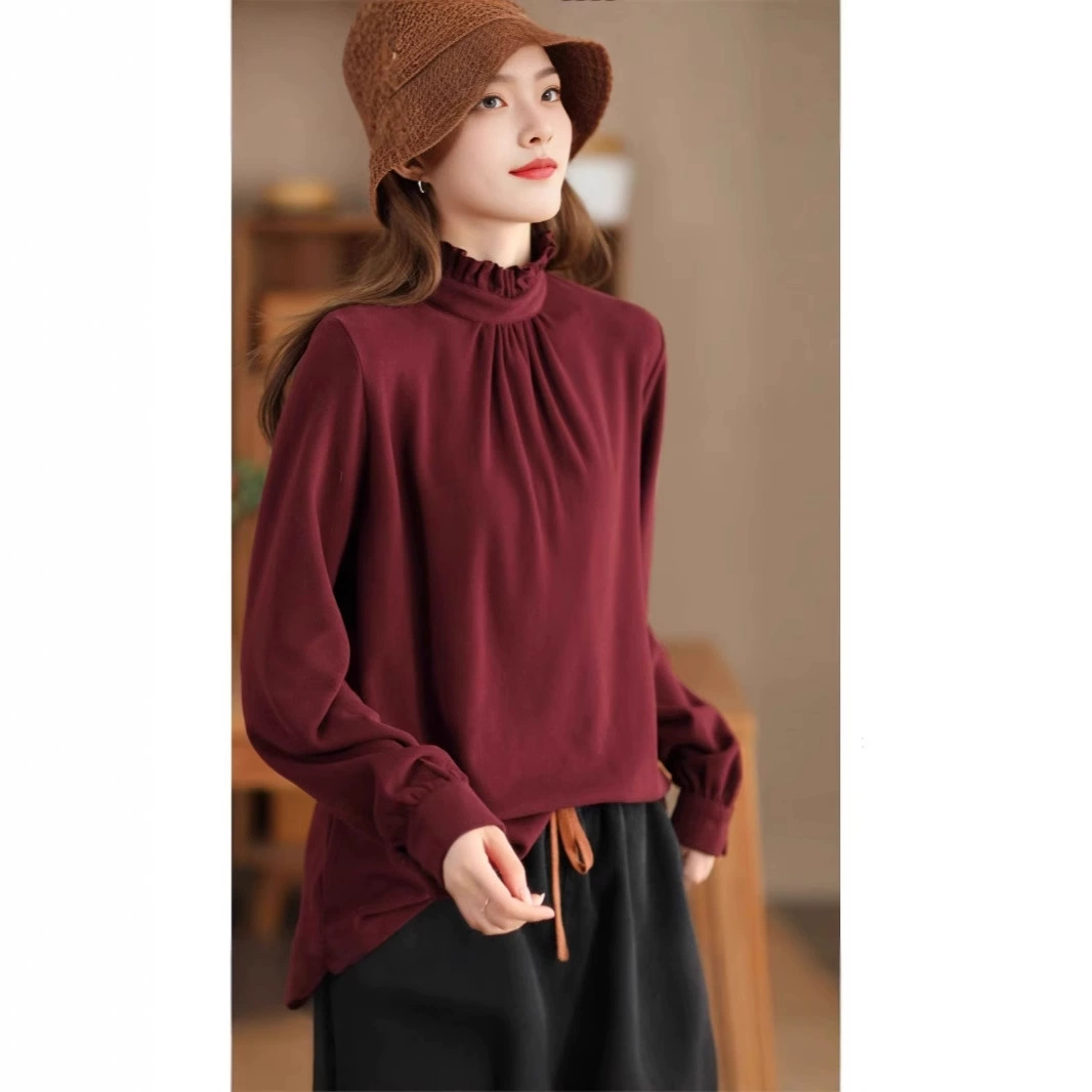 Delong двухсторонний шерстистый сплошной цвет с длинными рукавами рубашка с нижними рукавами весной и осенью