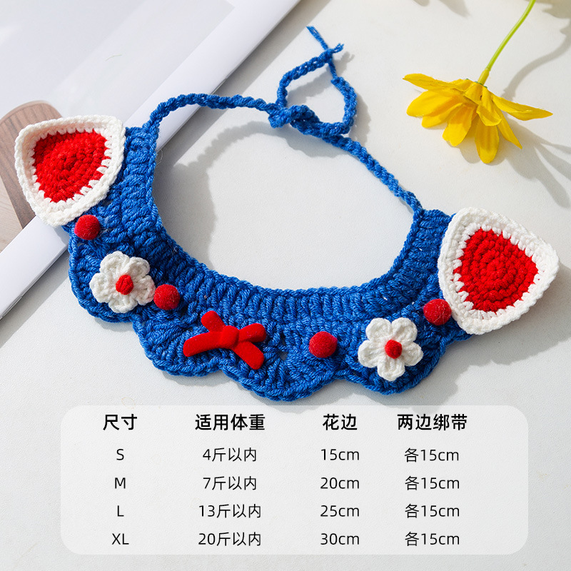 Otoño y invierno nuevas flores tejidas a mano perros gatos collares collares accesorios para perros pequeños y medianos joyas para mascotas