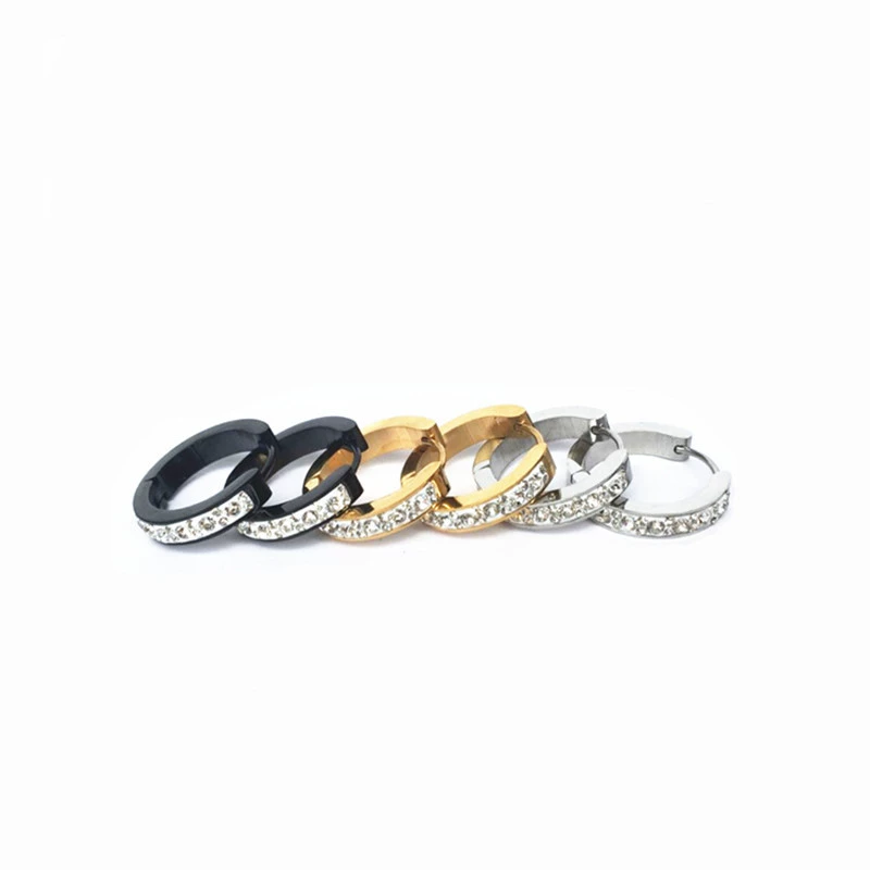 Модная глина, серьги из нержавеющей стали, ( торговля), инкрустированы diamonds