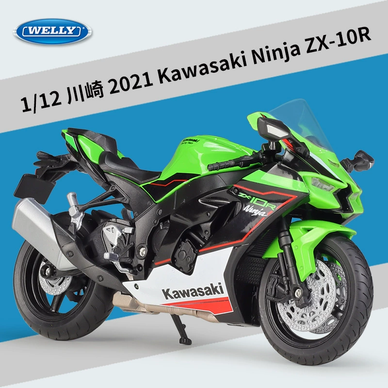Welly 1:12 Kawasaki 2021 NINJA ZX10R, тяжёлая модель мотоцикла из сплава, готовая модель