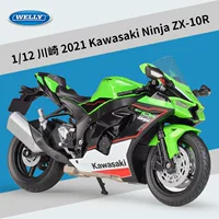 Модельная копия Kawasaki Ninja ZX-10R от WELLY в алюминиевом литье, зелёно-черная, 27x15x13 см, 0.5 кг