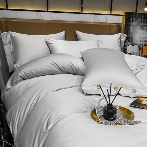 Category A maternal and infant grade high-end 60-count long-staple cotton bed four-piece set plain cotton fitted sheet and cotton quilt cover wholesale