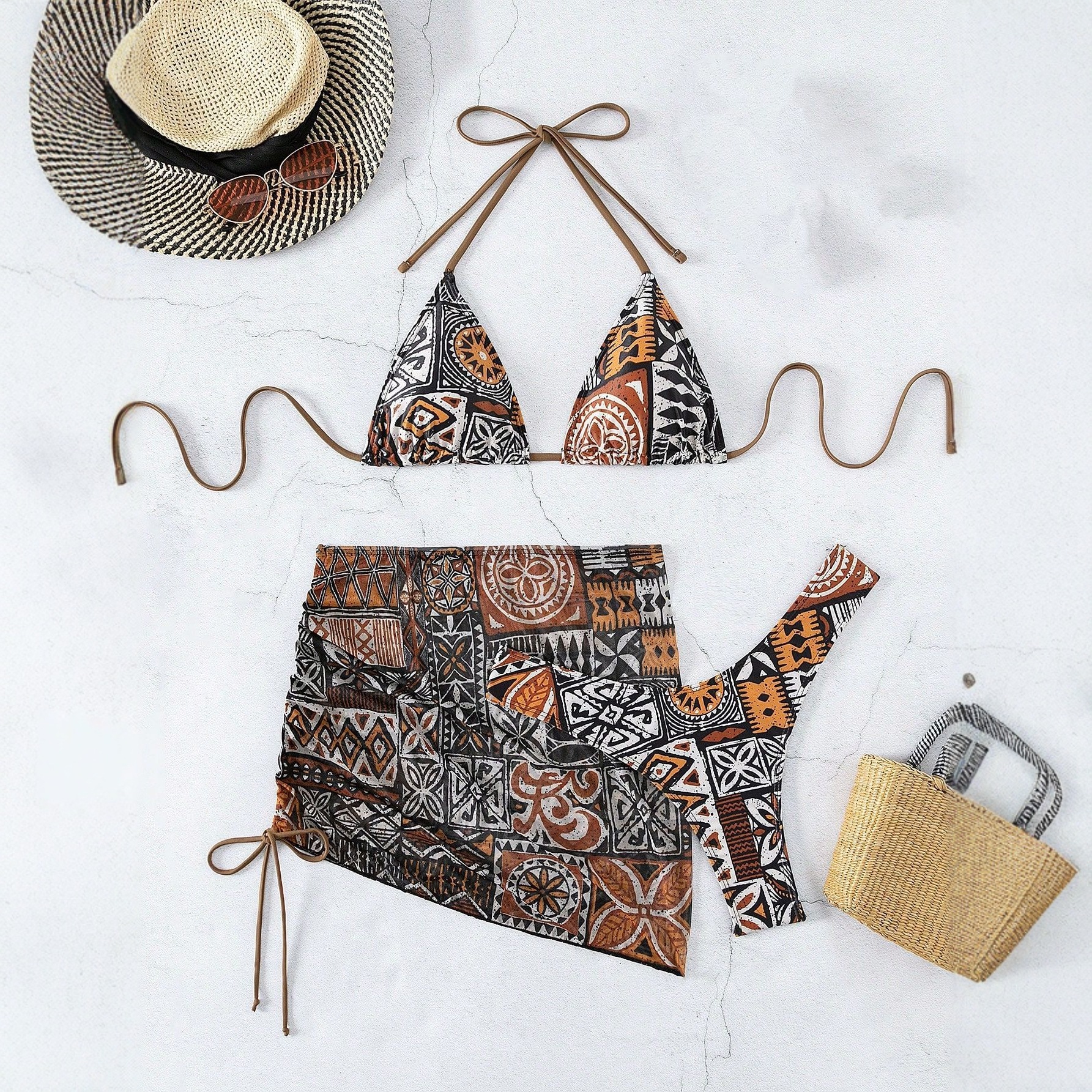 New 2025 Women's Sexy Three Piece Bikini Set European American Style Swimsuit Beach Two Piece Swimwear_voghion.com