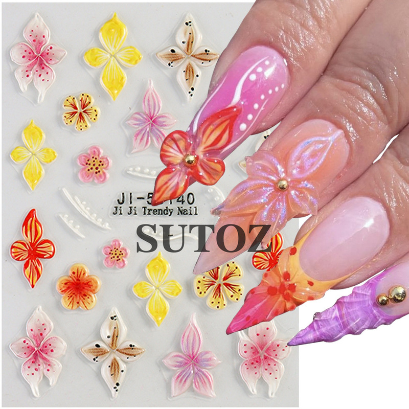 2024 New 5D Nail Art Stickers Cross-border Hot Three-dimensional Embossed Hibiscus Hibiscus Flower Nail Back Adhesive Stickers 2024 New 5D Nail Art Stickers Cross-border Hot Three-dimensional Embossed Hibiscus Hibiscus Flower Nail Back Adhesive Stickers