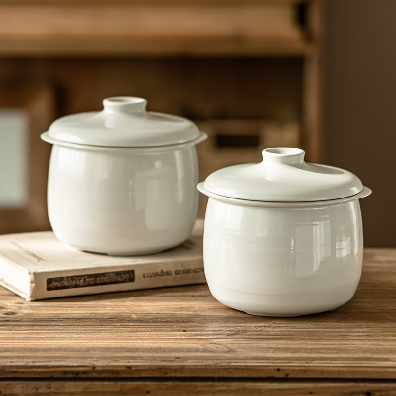 Pot de cerámica a prueba de agua estofado casero con cubierta pequeña olla de azulejo al por mayor vajilla sopa de huevo estofado especial estofado