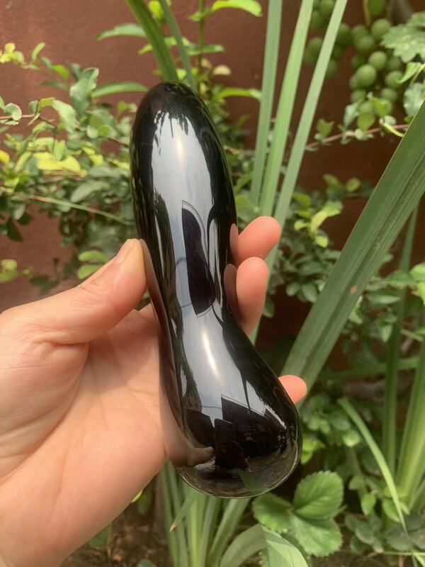 天然材质黑曜石水晶按摩棒 图 1