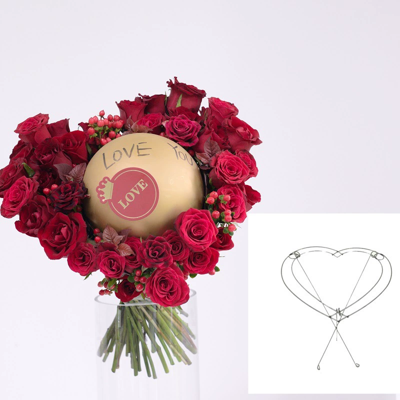 Металлическая подставка для цветов в форме сердца, фиксируемая рама, для цветочных композиций, незаменима для праздничного флористического искусства