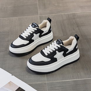 Spring 2023 New White Shoes Women's Genuine Leather Flat All-match Platform Platform Casual Sports Sneakers Large Size Women's Shoes