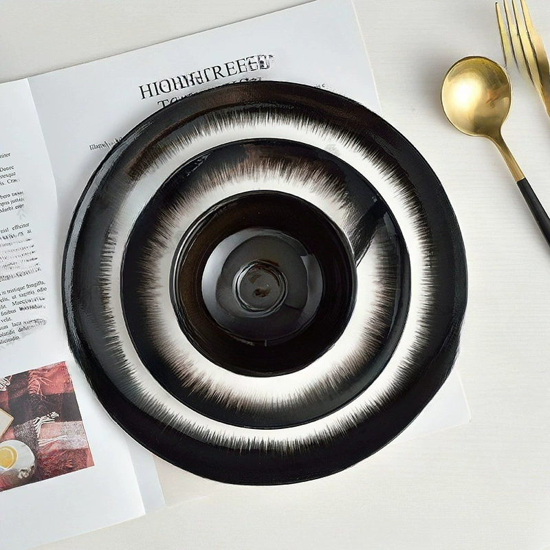 Темная альтернативная стильная посуда, керамическая тарелка с ручной росписью, художественная обеденная тарелка, кофейная чашка, западная обеденная тарелка