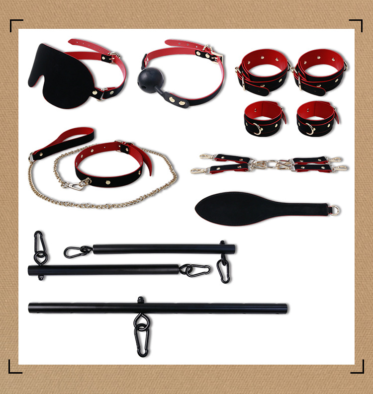 PU Leather Bondage Restraint Set with Detachable Cuffs and Mouth Ball Gag — detail image 31