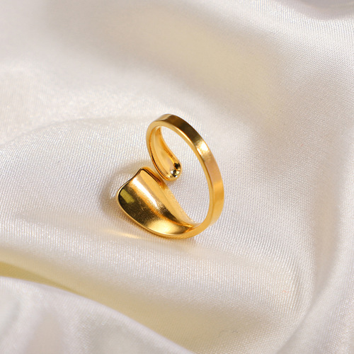 European and American INS Internet celebrity same style titanium steel ring 18K gold-plated stainless steel special-shaped open ring geometric ring for women