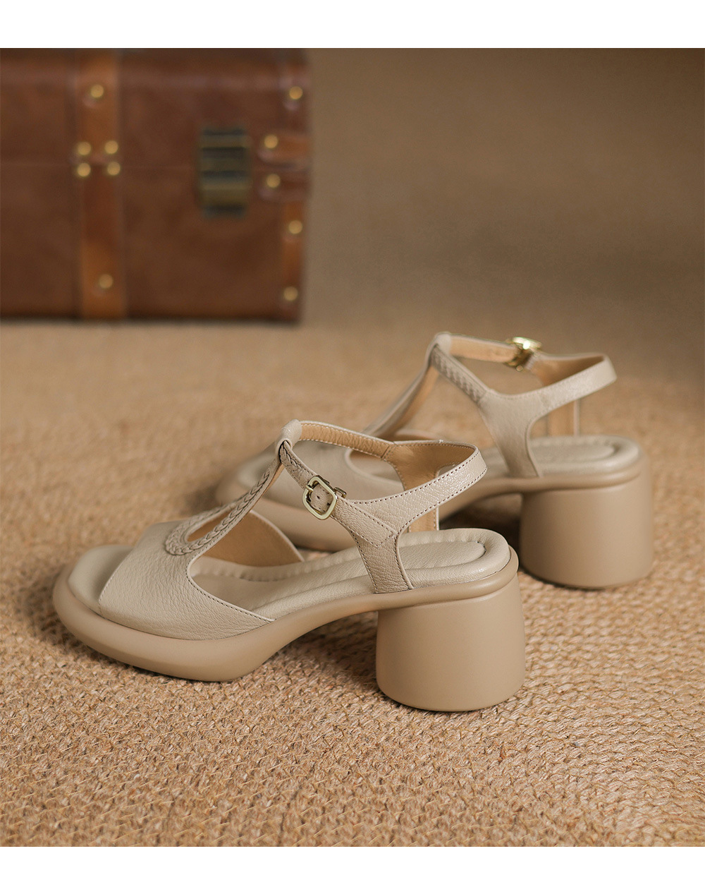 Sandal La Mã cao gót mùa hè size lớn 34-41, đế xuồng gót dày, mũi hở, chất liệu dệt — đen chi tiết 21