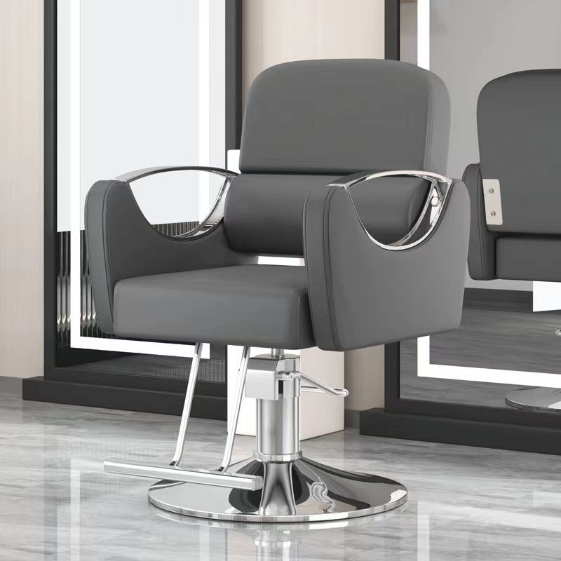 Silla de peluquería, peluquería, barbería, asiento giratorio, silla de corte de pelo simple de acero inoxidable, silla elevadora de afeitado inclinable
