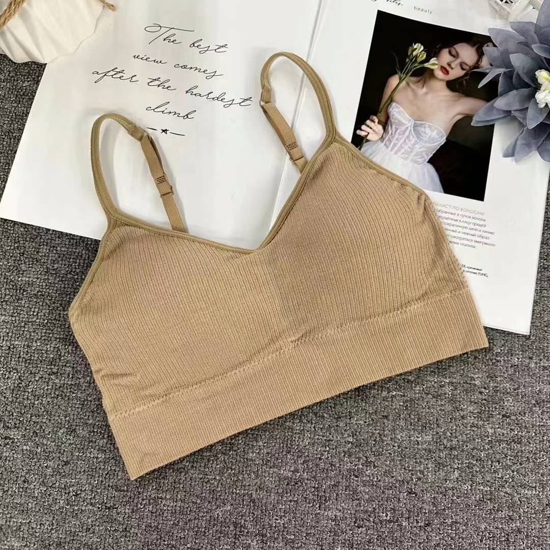 Nueva taza fija sin costuras hermosa espalda sin anillo de acero ropa interior chaleco chaleco cómodo ropa interior damas base sostén al por mayor