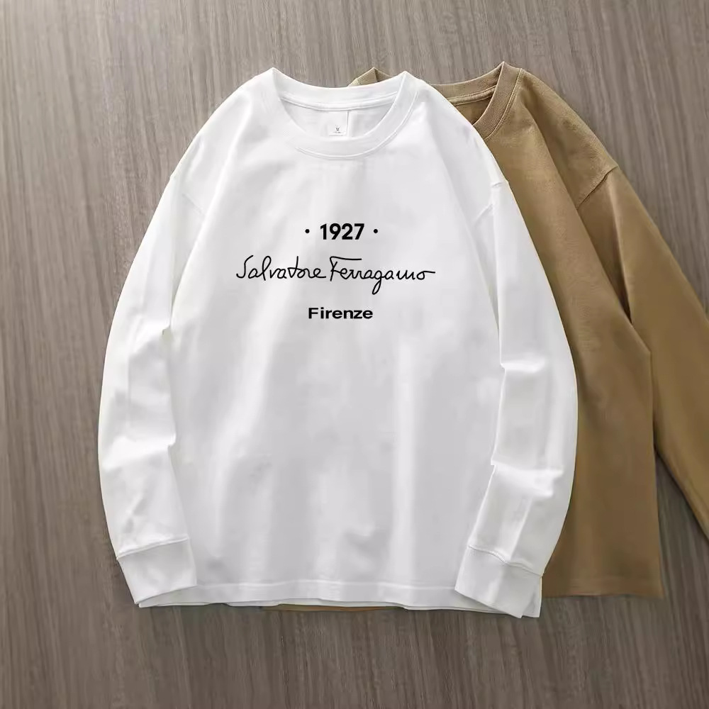 230g 100% algodón de alta gama camiseta de mujer de manga larga primavera y otoño nuevo estilo coreano camiseta de cuello redondo para mujeres