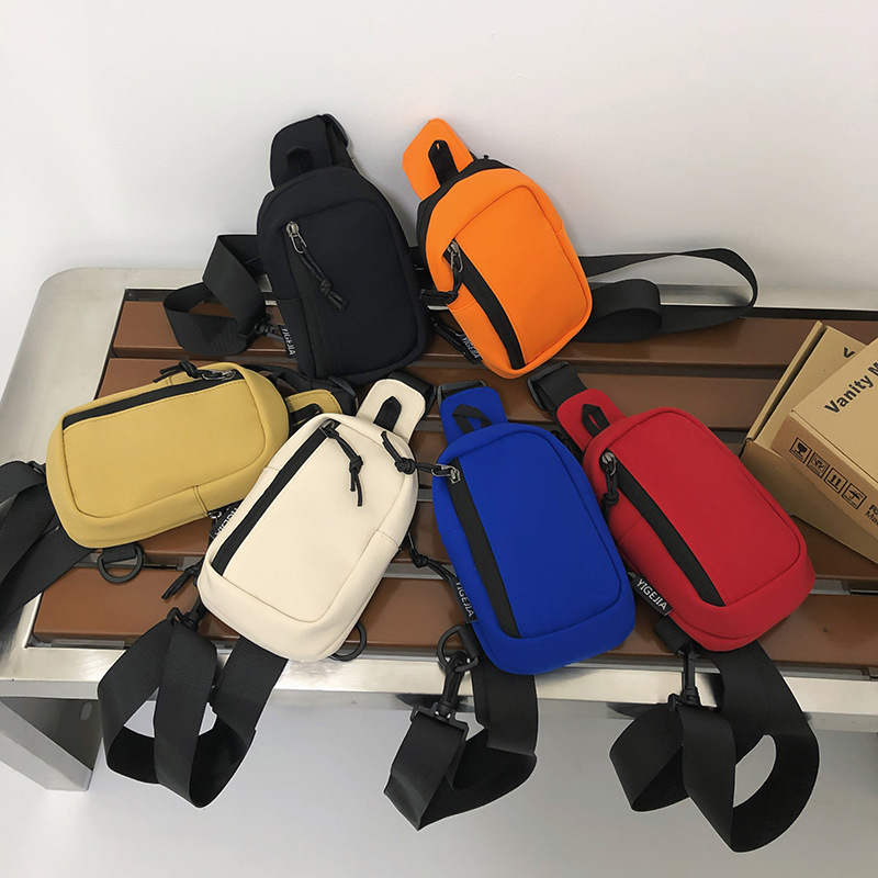 Cross-border Solid Color Simple Couple Chest Bag New Solid Color Ladies Crossbody Bag Lightweight Travel Mobile Phone Bag Fashion Small Bag