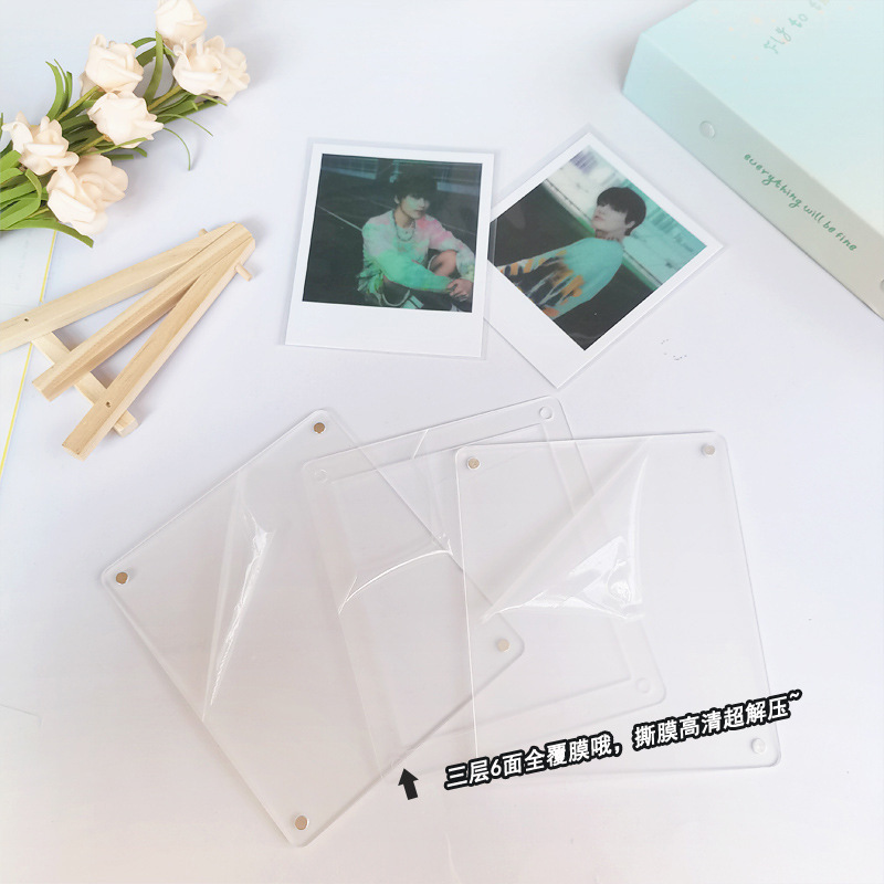 6Bvq Laminated Magnetic Acrylic Transparent Card Brick Polaroid Square Wide Photo Frame with Card Slot