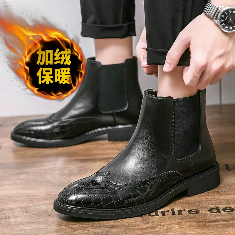 Ботинки Martin Мужские осенне-зимние ботильоны на флисовой подкладке в британском стиле из воловьей кожи винтажные броги ботильоны челси мужские