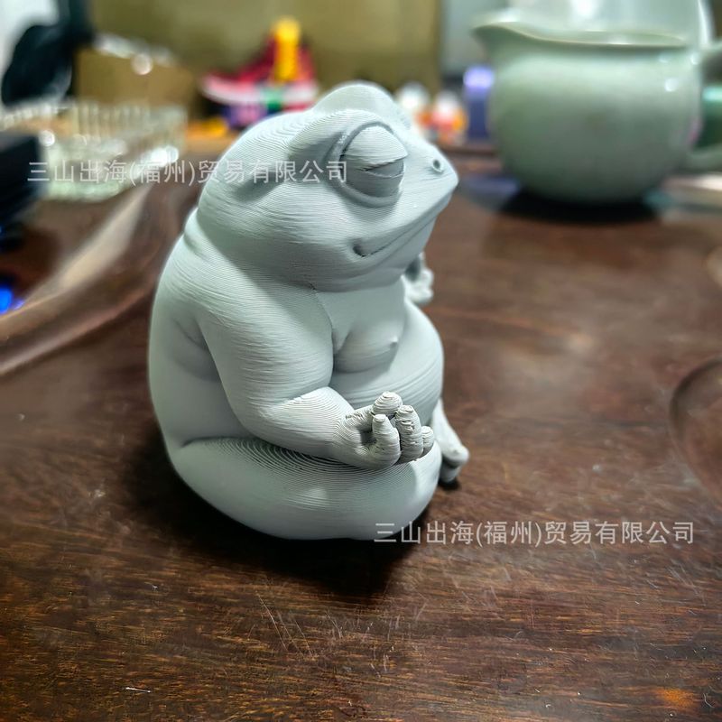 跨境创意新品禅意青蛙大师茶宠3d打印隔日发货青蛙守宫大师修禅|undefined