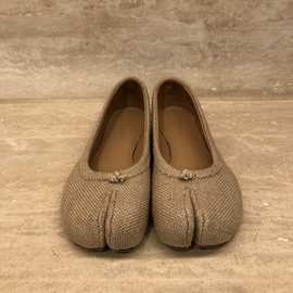 羊皮版～芭蕾舞鞋女真麻布懒人平底猪脚猪蹄鞋6分趾鞋tabi个性单